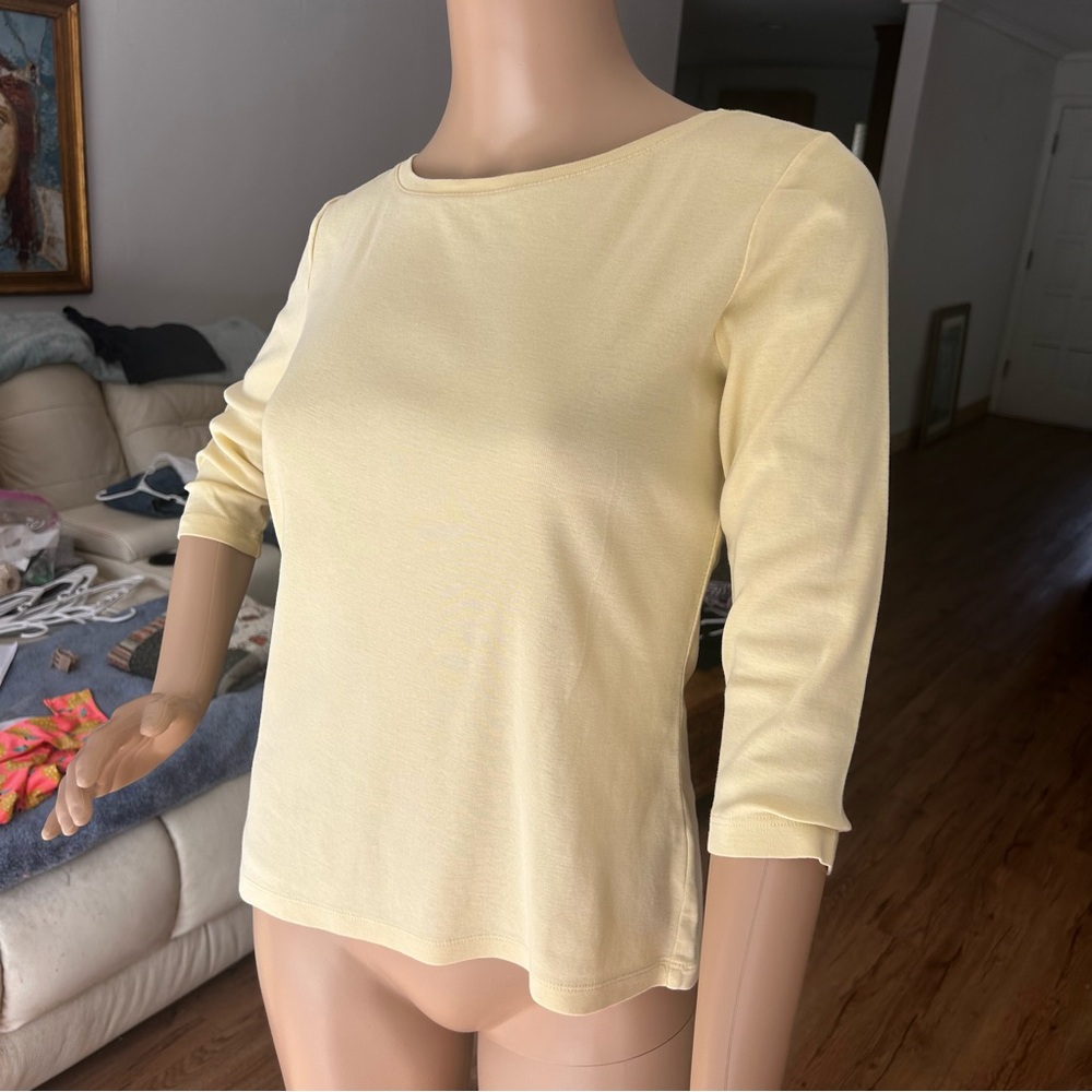 Talbots Petite Small Tops Lot 2 | 3/4 Sleeve Cotton Coral & Butter Yellow Basics - Picture 9 of 10